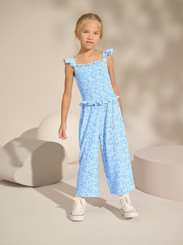 Blue/White Floral Jumpsuit (3-16yrs)