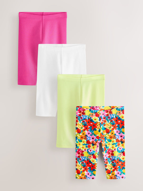 Floral/Pink 4 Pack Cropped Leggings (3-16yrs)