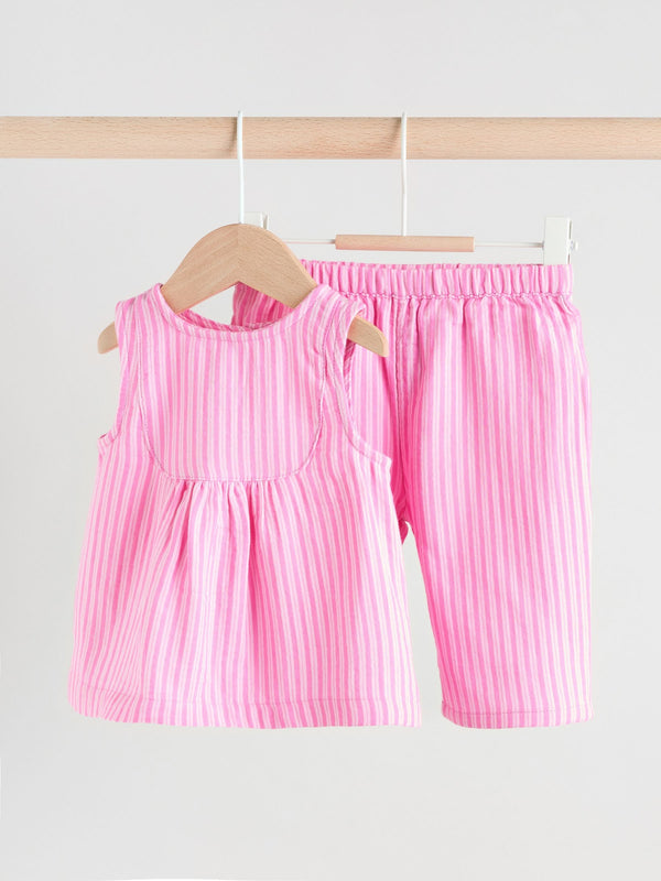 Pink Striped 100% Cotton Leggings (0mths-2yrs)