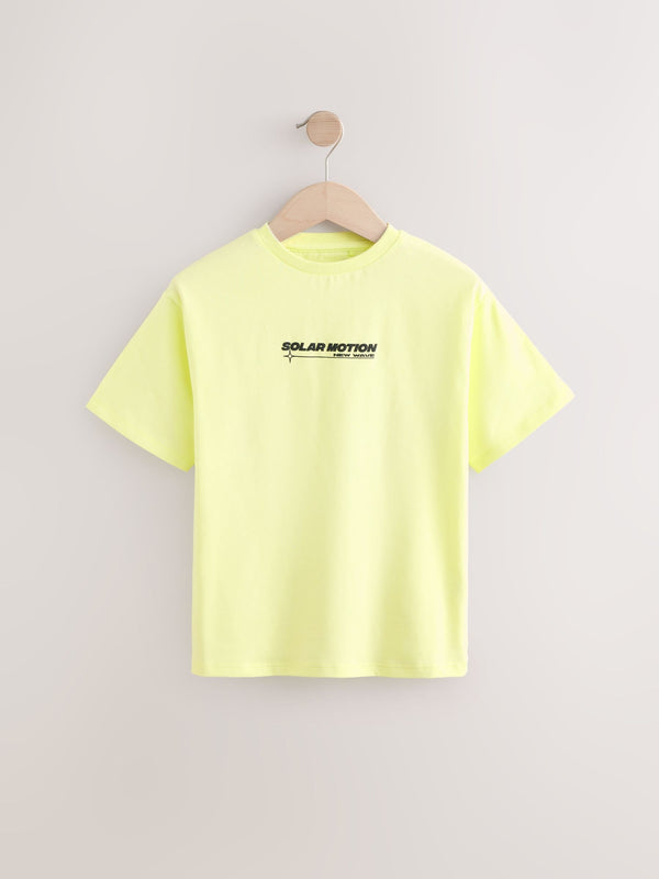 Lime Green Oversized Graphic Print T-Shirt (3-16yrs)