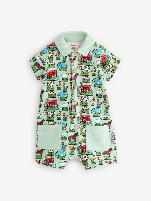 Green Farm Collared 100% Cotton Cath Kidston Romper