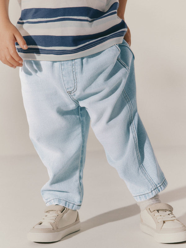 Bleach Denim 100% Cotton Pull On Lightweight Jeans (3mths-7yrs)