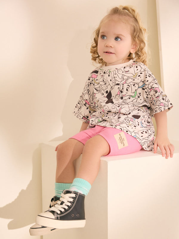 Monochrome Disney 101 Dalmations Short Sleeve T-Shirt and Cycle Shorts Set (3mths-7yrs)