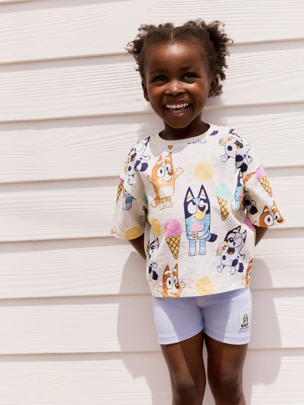 Ecru Bluey Short Sleeve T-Shirt and Cycle Shorts Set (3mths-7yrs)