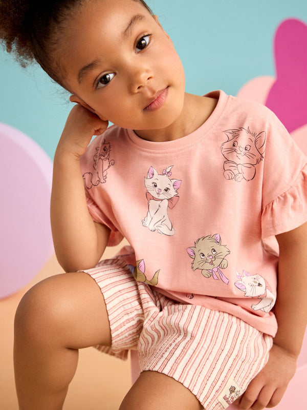 Pink Disney Aristocats 100% Cotton T-Shirt and Shorts Set (3mths-7yrs)
