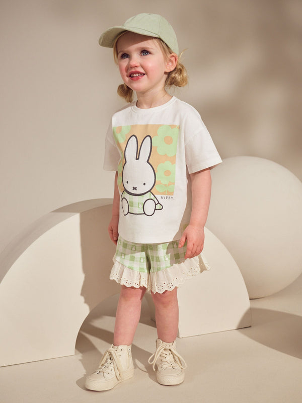Green Gingham Miffy Short Sleeve 100% Cotton T-Shirt and Shorts Set (3mths-7yrs)