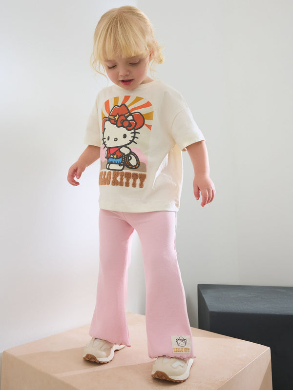 Ecru/Pink Hello Kitty Short Sleeve T-Shirt and Flare Leggings Set (3mths-7yrs)