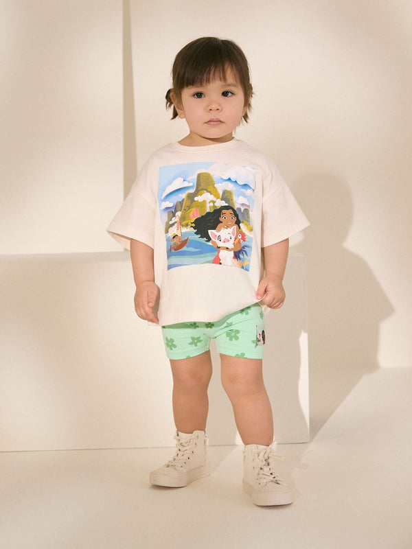 Green/Ecru Disney Moana Short Sleeve T-Shirt and Cycle Shorts Set (3mths-7yrs)