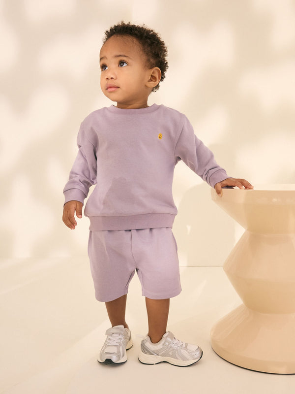 Lilac Purple Jersey Sweatshirt and Shorts Set (3mths-7yrs)