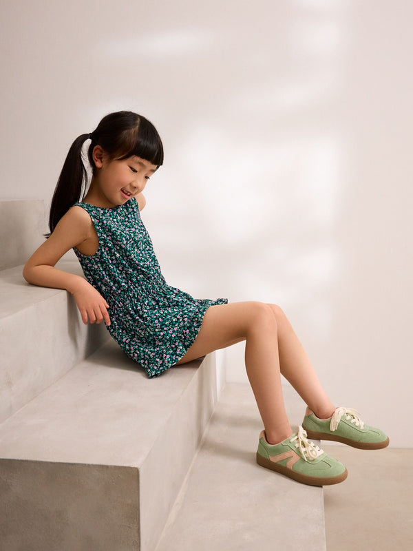 Green Ditsy Print Bow Detail Playsuit (3-16yrs)