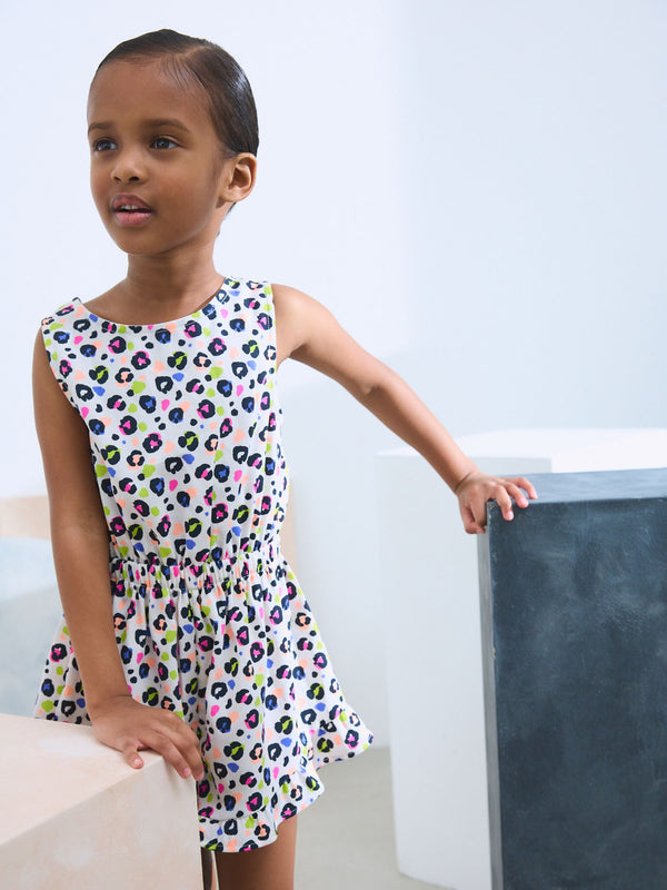 Bright Leopard Print Bow Detail Playsuit (3-16yrs)