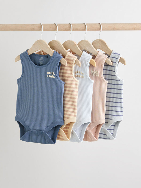 Minerals 100% Cotton  Baby Vest Bodysuits 5 Pack