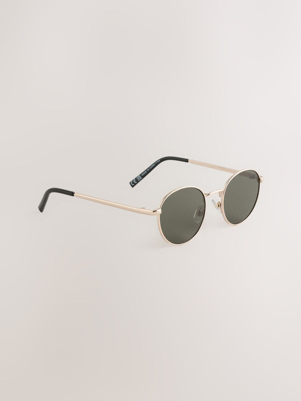 Gold Colour Round Metal Sunglasses