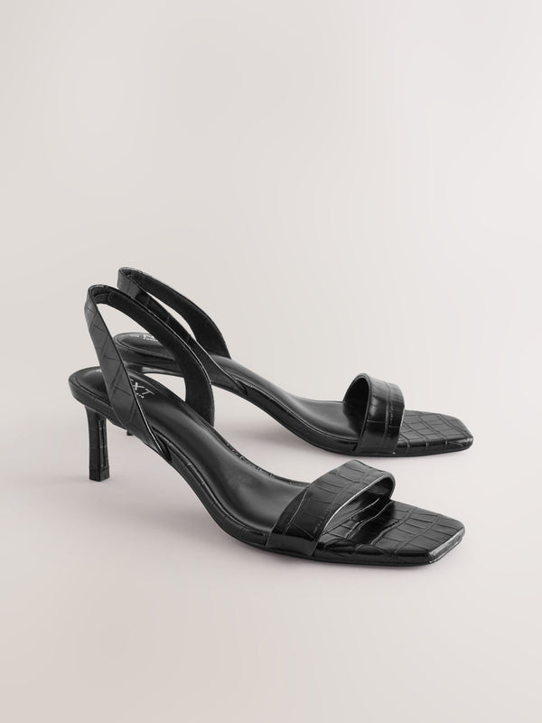 Black Forever Comfort® Square Toe Simple Slingback Sandals