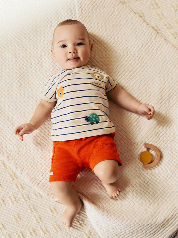 Red Stripe Character T-Shirt and Shorts Set