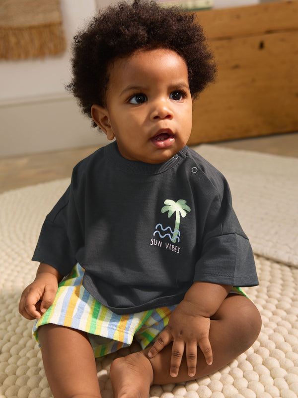 Charcoal Palm T-Shirt and Shorts Set (0mths-2yrs)