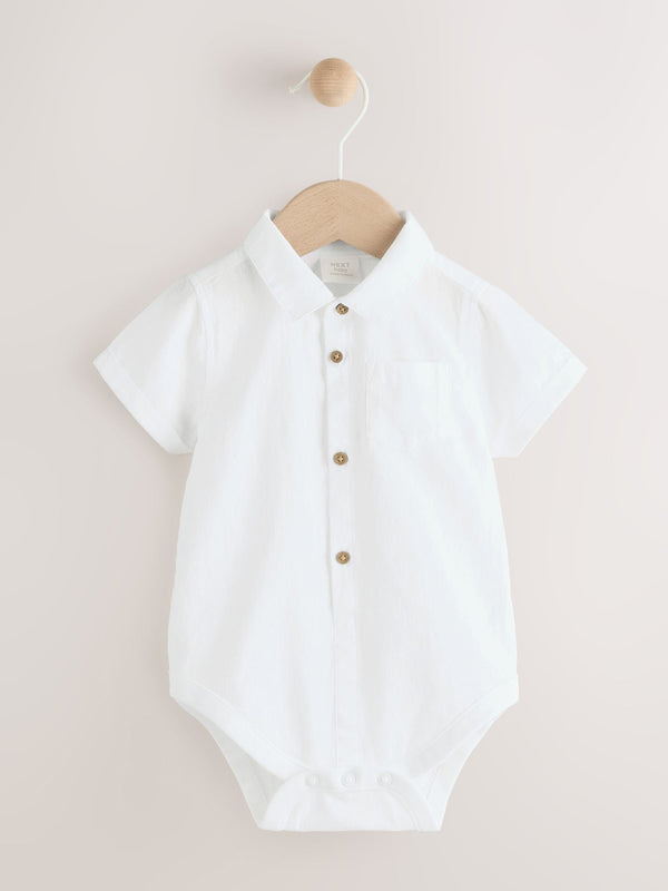 White Baby Short Sleeve Shirt Bodysuit