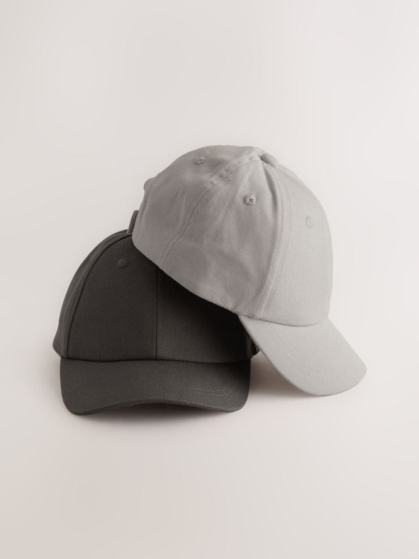 Grey/Charcoal Baseball 100% Cotton Caps 2 Pack (3mths-16yrs)