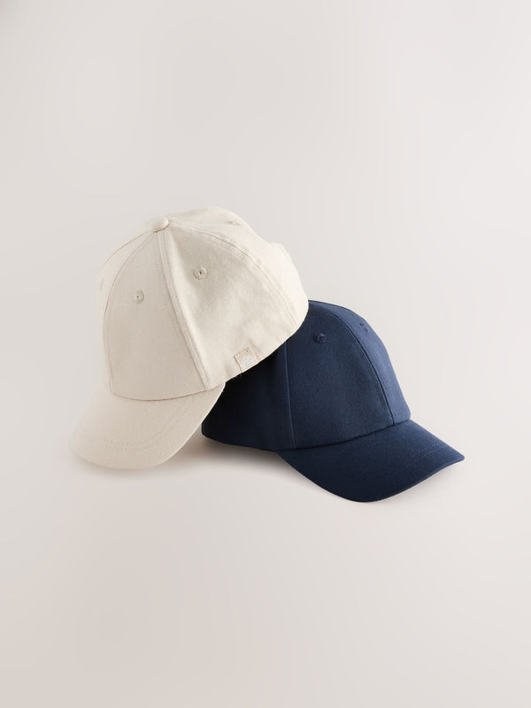 Navy/Stone Baseball 100% Cotton Caps 2 Pack (1-16yrs)