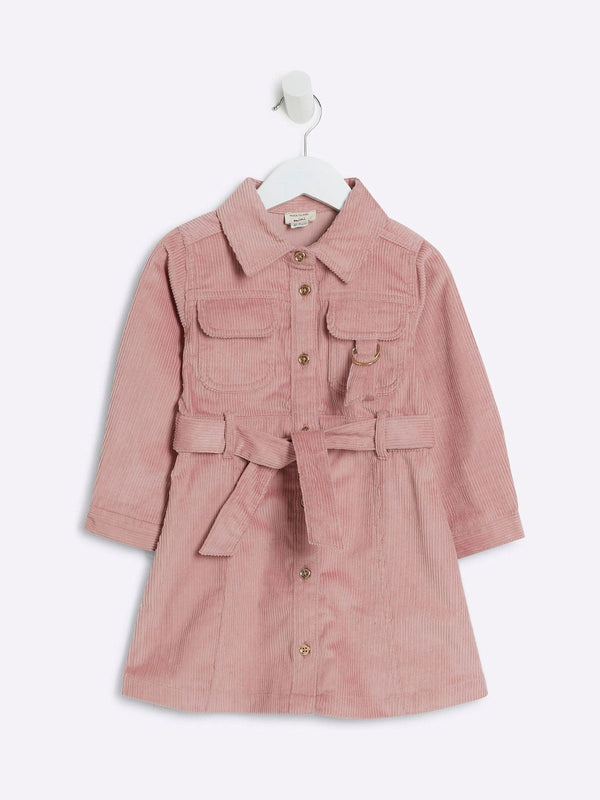 River Island Pink Girls Cord 100% Cotton Shirt Dress