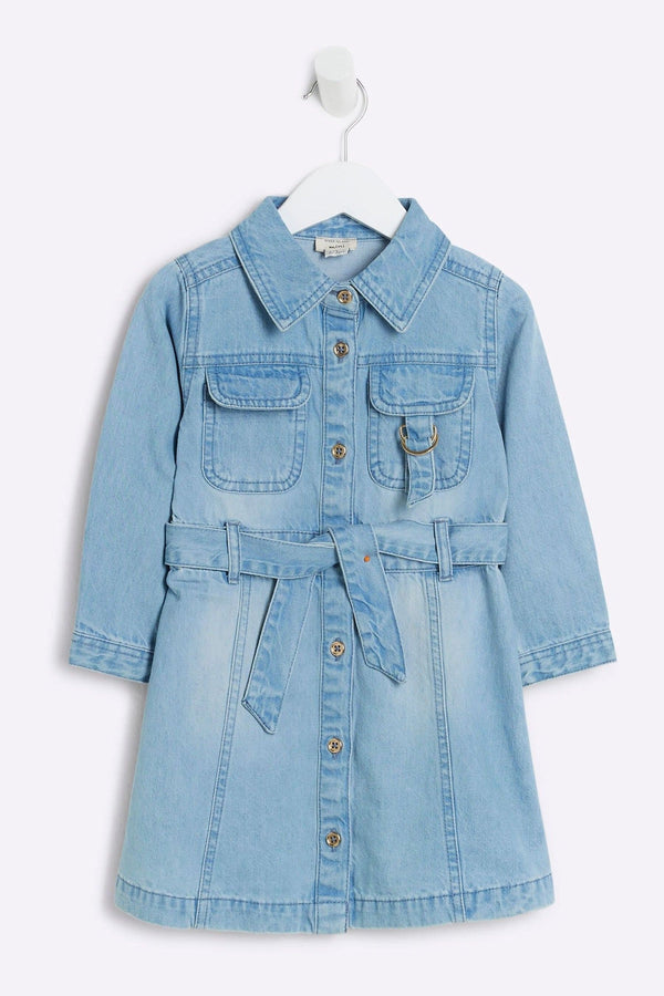 River Island Girls Denim 100% Cotton Shirt Dress