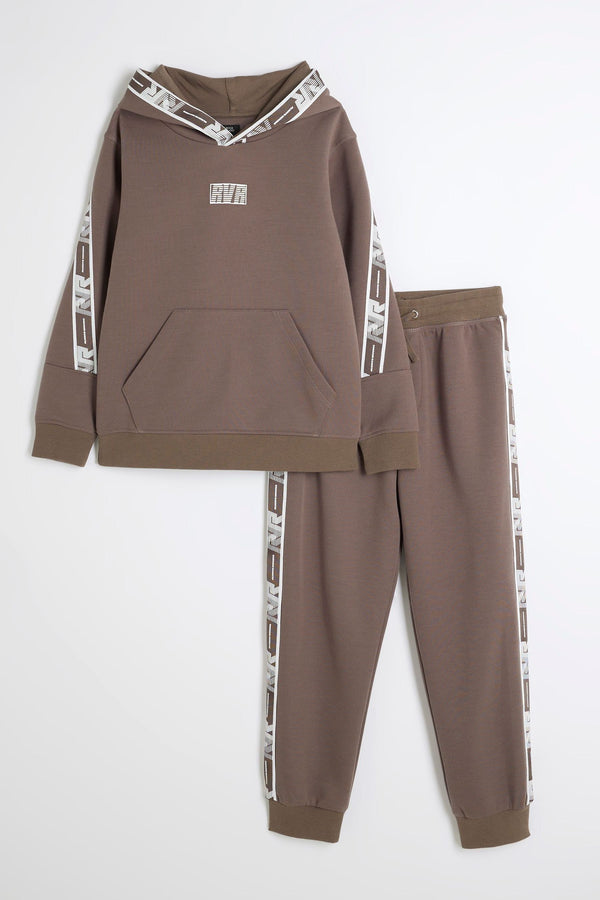 River Island Brown Chrome Boys Sporty Hoodie Jog Set