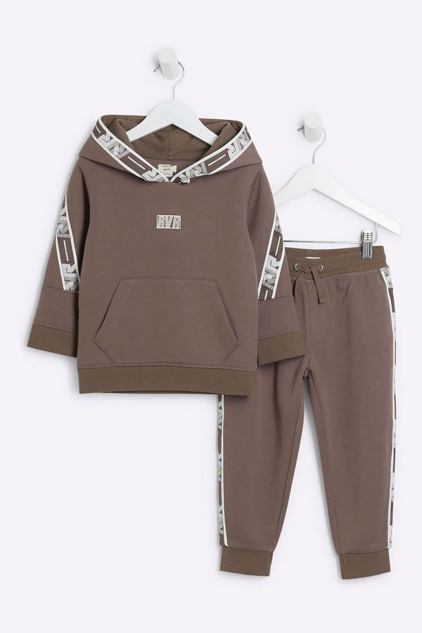 Brown River Island Boys Sporty Hoodie Jog Set