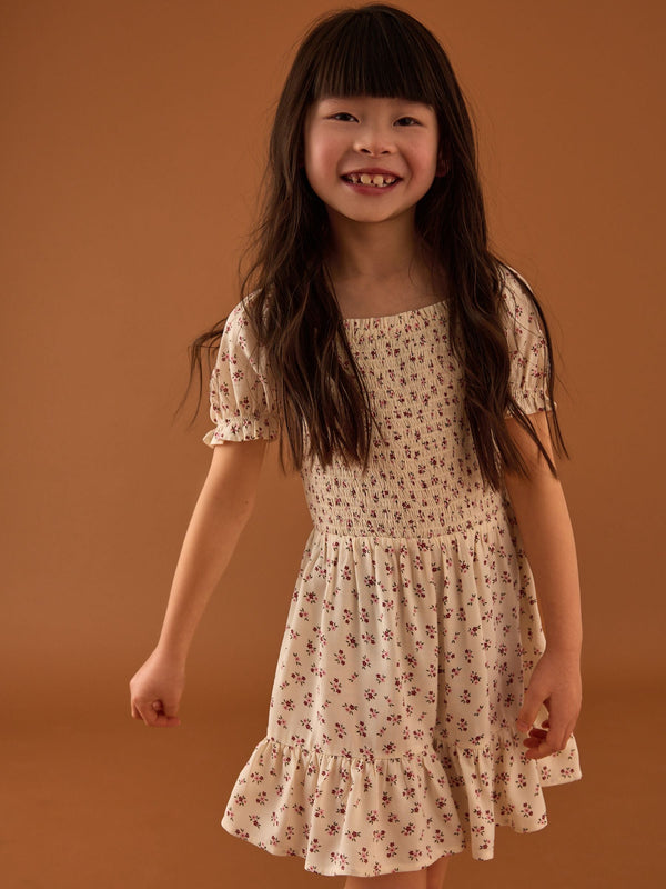 Pink Ditsy Shirred Playsuit (3-16yrs)