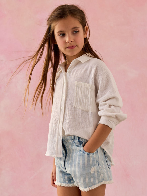 White Oversized 100% Cotton Shirt (3-16yrs)