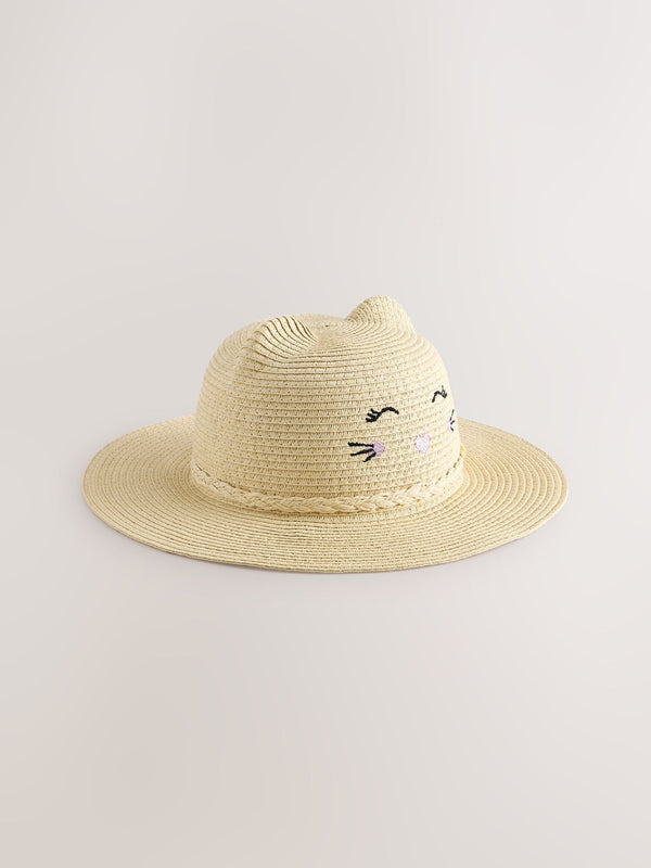 Cream Cat Ears Summer Hat (3mths-6yrs)