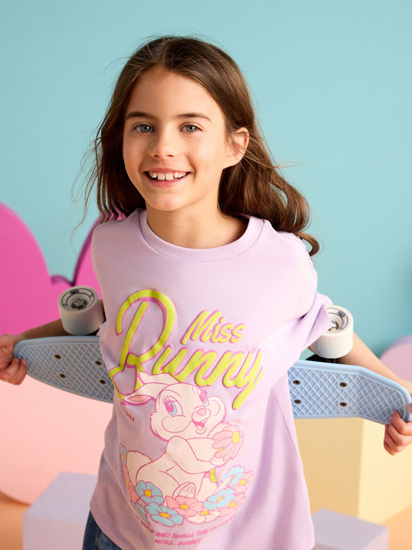 Purple 100% Cotton Bambi Miss Bunny Oversized License T-Shirt (3-16yrs)