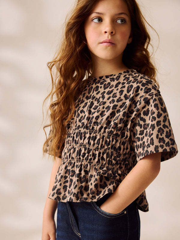 Leopard Shirred Waist T-Shirt (3-16yrs)