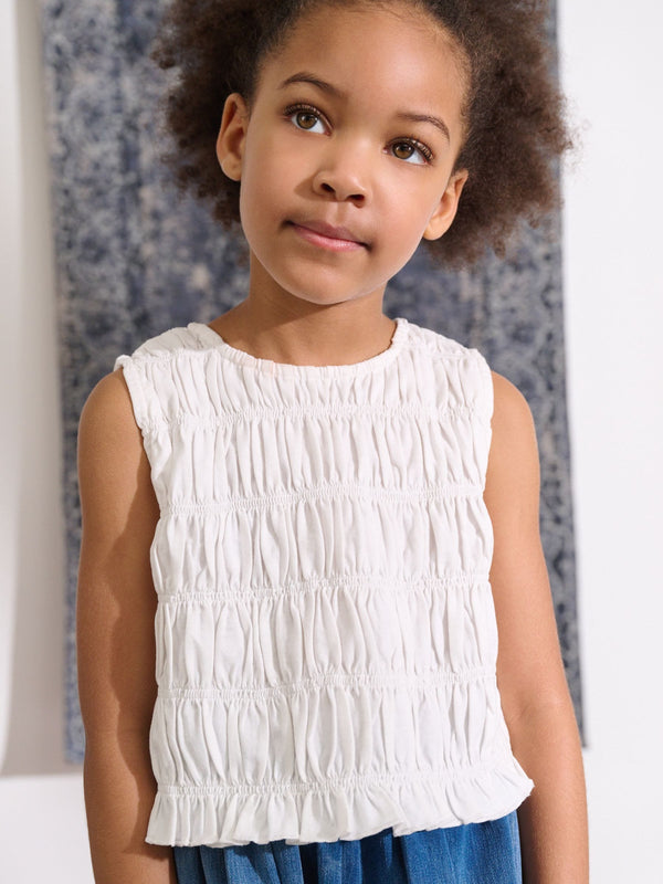 White Shirred Peplum Vest (3-16yrs)