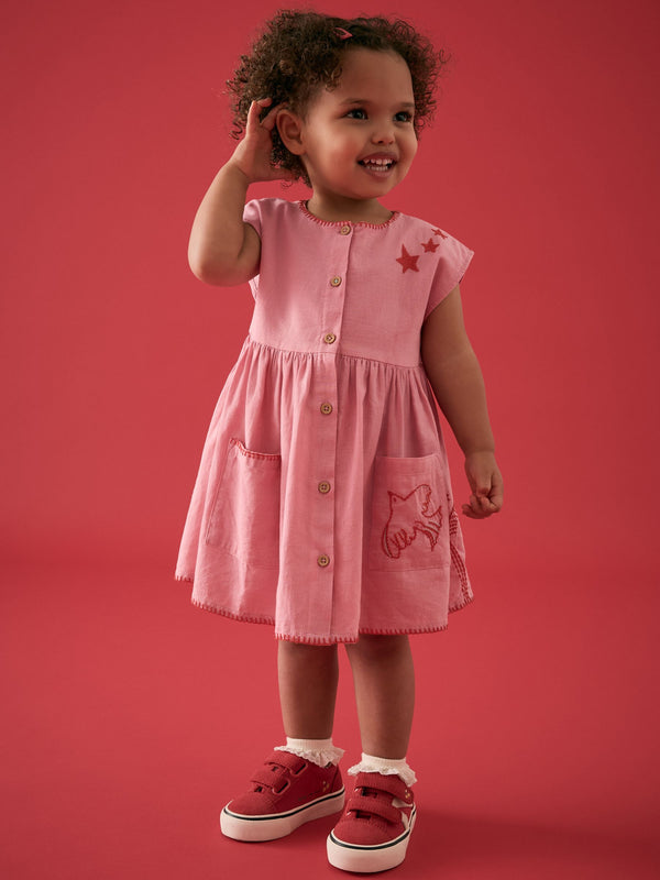 Pink Button Through Summer Summer Dress (3mths-10yrs)