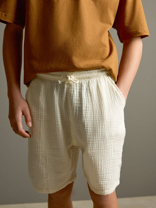Buttermilk Yellow 100% Cotton Soft Textured Woven Shorts (3-16yrs)