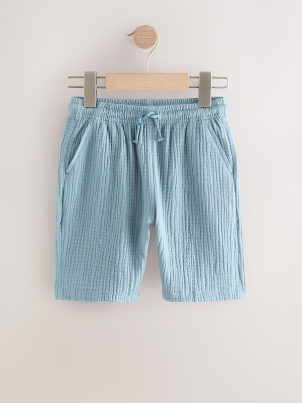 Navy 100% Cotton Soft Textured Woven Shorts (3-16yrs)