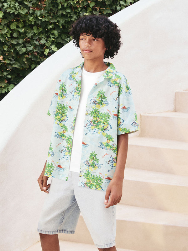 Hawaian Short Sleeve Printed Shirt (3-16yrs)