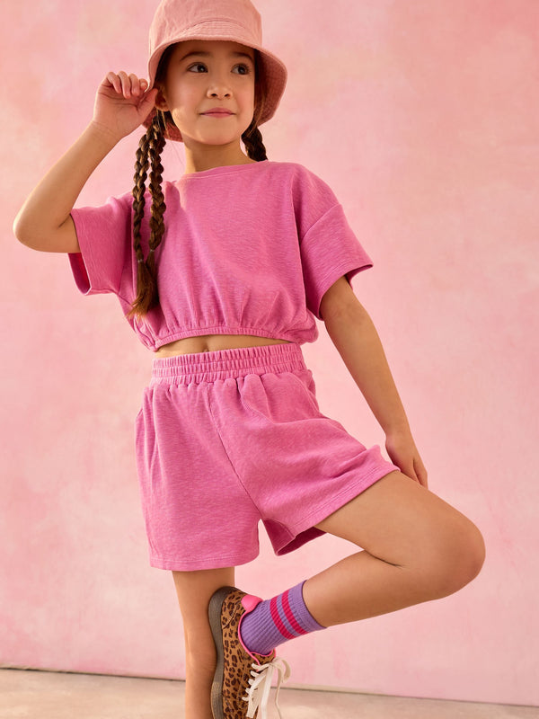 Pink T-Shirt and Shorts Set (3-16yrs)