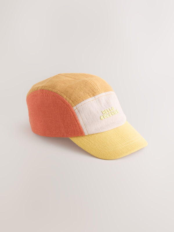 Orange Sunshine 100% Cotton Panel Cap (3mths-10yrs)