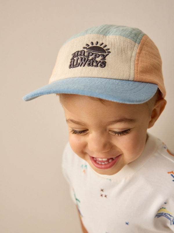 Multi Happy 100% Cotton Panel Cap (3mths-10yrs)