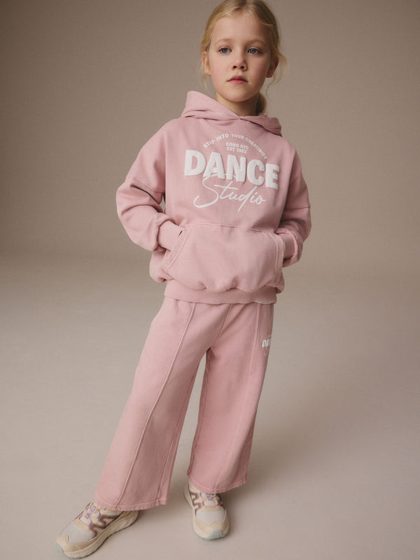 Pink Dance Hoodie And Wide Leg Joggers Set (3-16yrs)