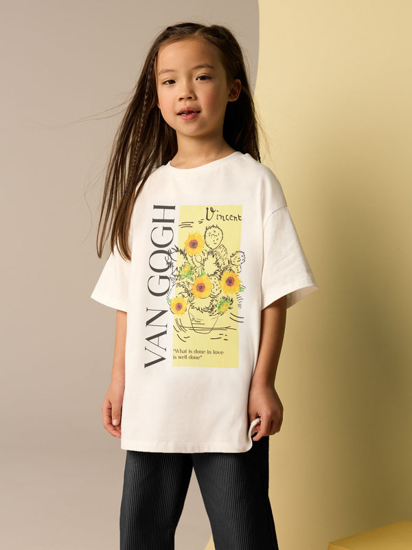 Ecru White Oversized Van Gogh Artist License T-Shirt (3-16yrs)