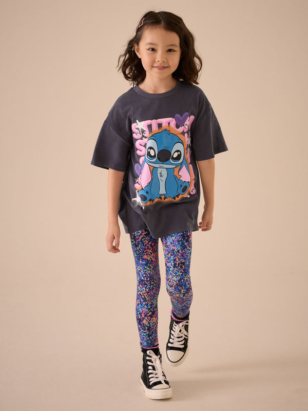 Charcoal Grey Oversized 100% Cotton Disney Lilo and Stitch T-Shirt (3-16yrs)