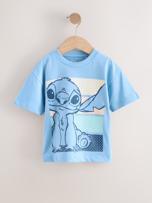 Blue Lilo & Stitch Short Sleeve 100% Cotton T-Shirt (3mths-8yrs)