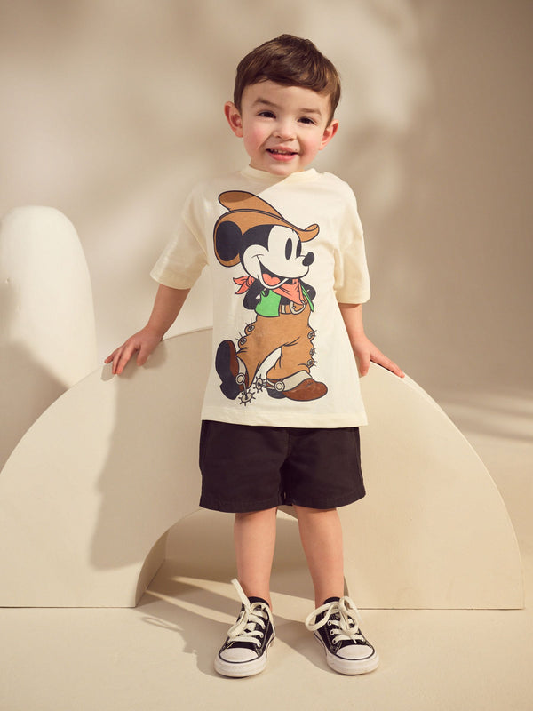 Ecru Mickey Mouse Short Sleeve T-Shirt (3mths-8yrs)