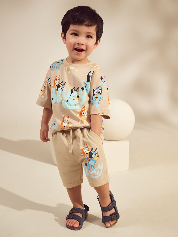 Neutral Bluey All-Over-Print T-Shirt & Shorts Set (12mths-8yrs)