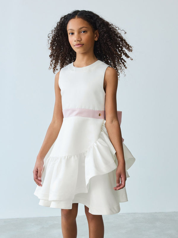 Baker by Ted Baker Satin Bow Waist Occasion White Dress