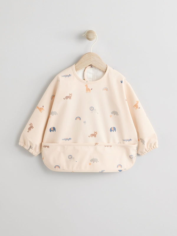 Neutral Mini Jungle Weaning And Feeding Sleeved Bib