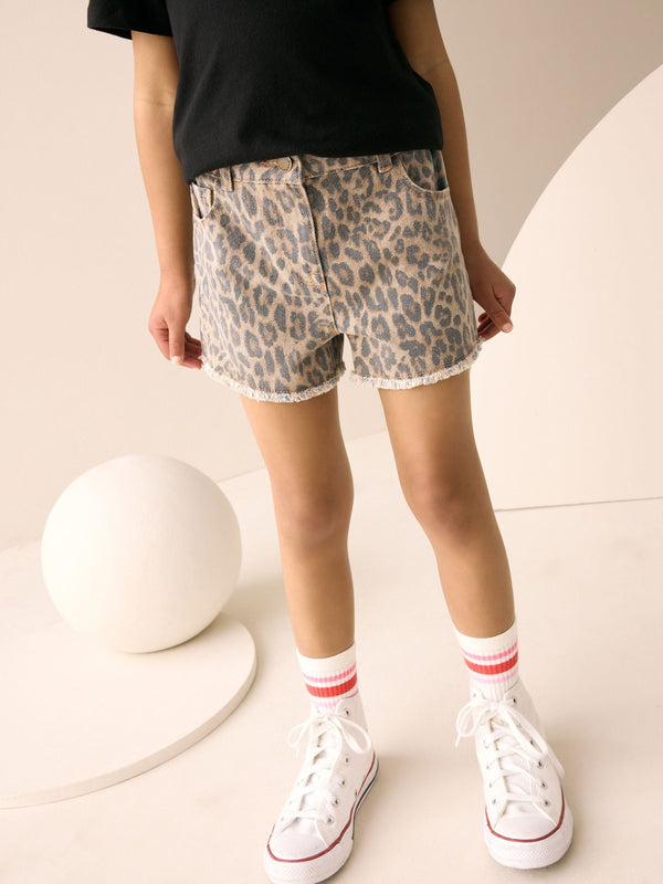 Animal Regular Length Frayed Edge Denim Shorts (3-16yrs)