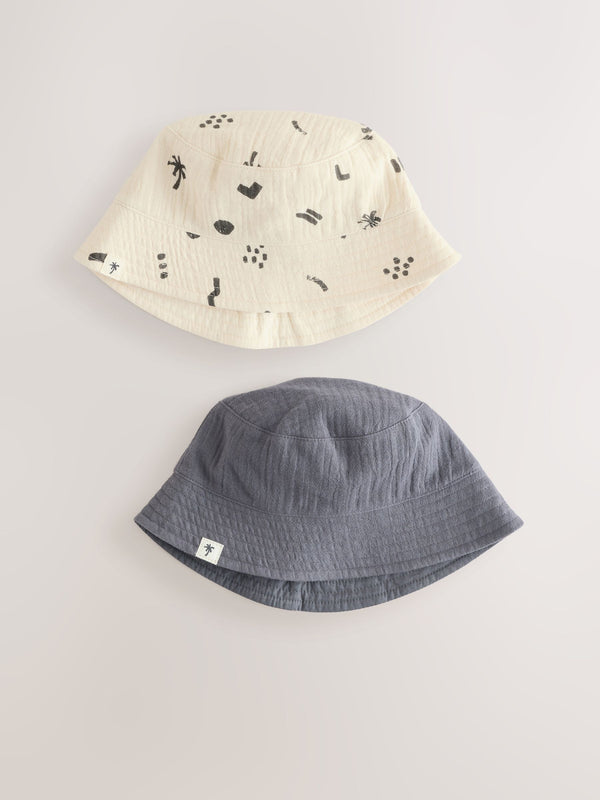 Charcoal Grey Baby Bucket Hats 2 Pack (0mths-2yrs)
